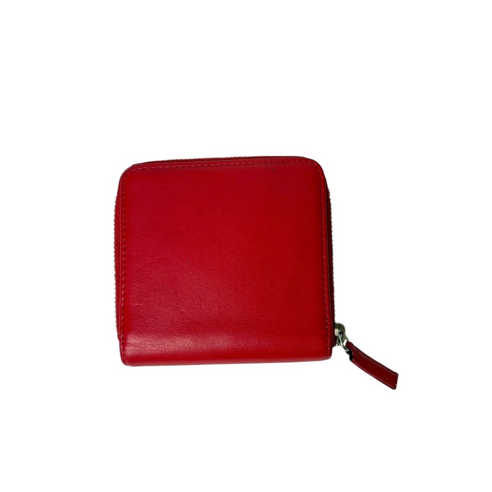 Leatherology Small Zippered Wallet Red Leather with Coin Pocket